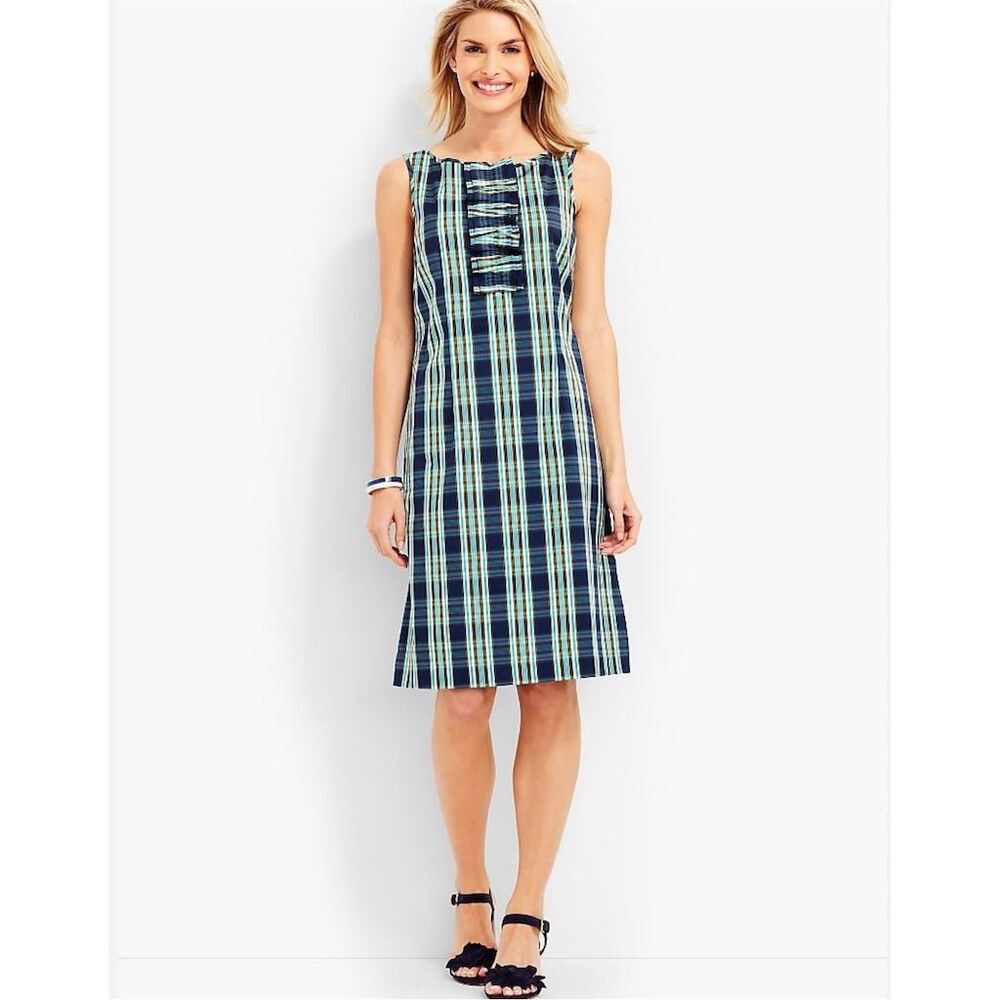 Talbots Women's Tartan Plaid Sheath Dress Size 2 Petite Sleeveless